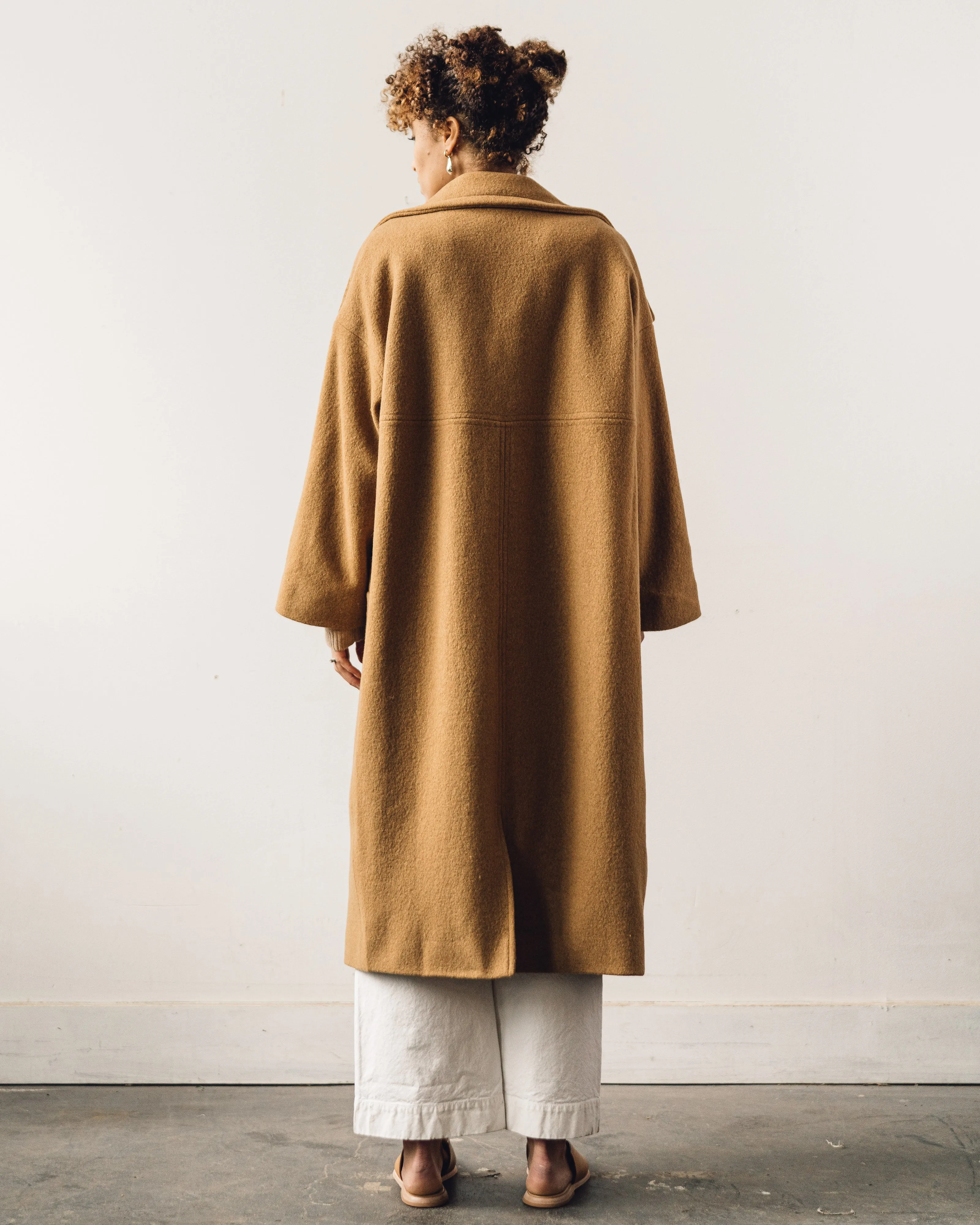 7115 Oversized Long Wool Coat, Bronze