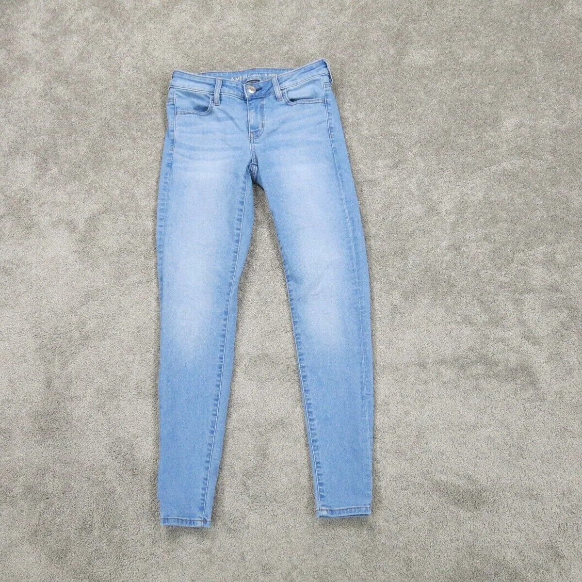 American Eagle Women Skinny Jeans Super Stretch Mid Rise Blue Size 2 Regular