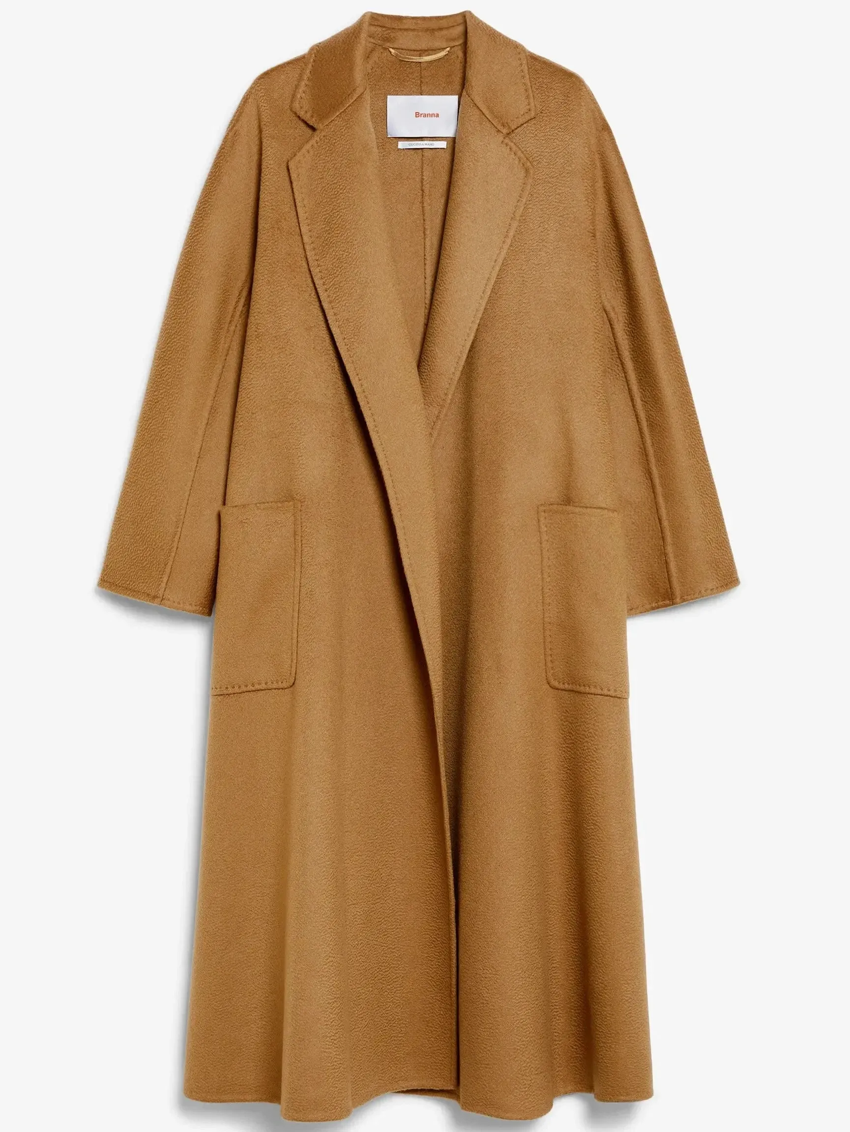 Belted Cashmere and Wool Coat in Camel Brown