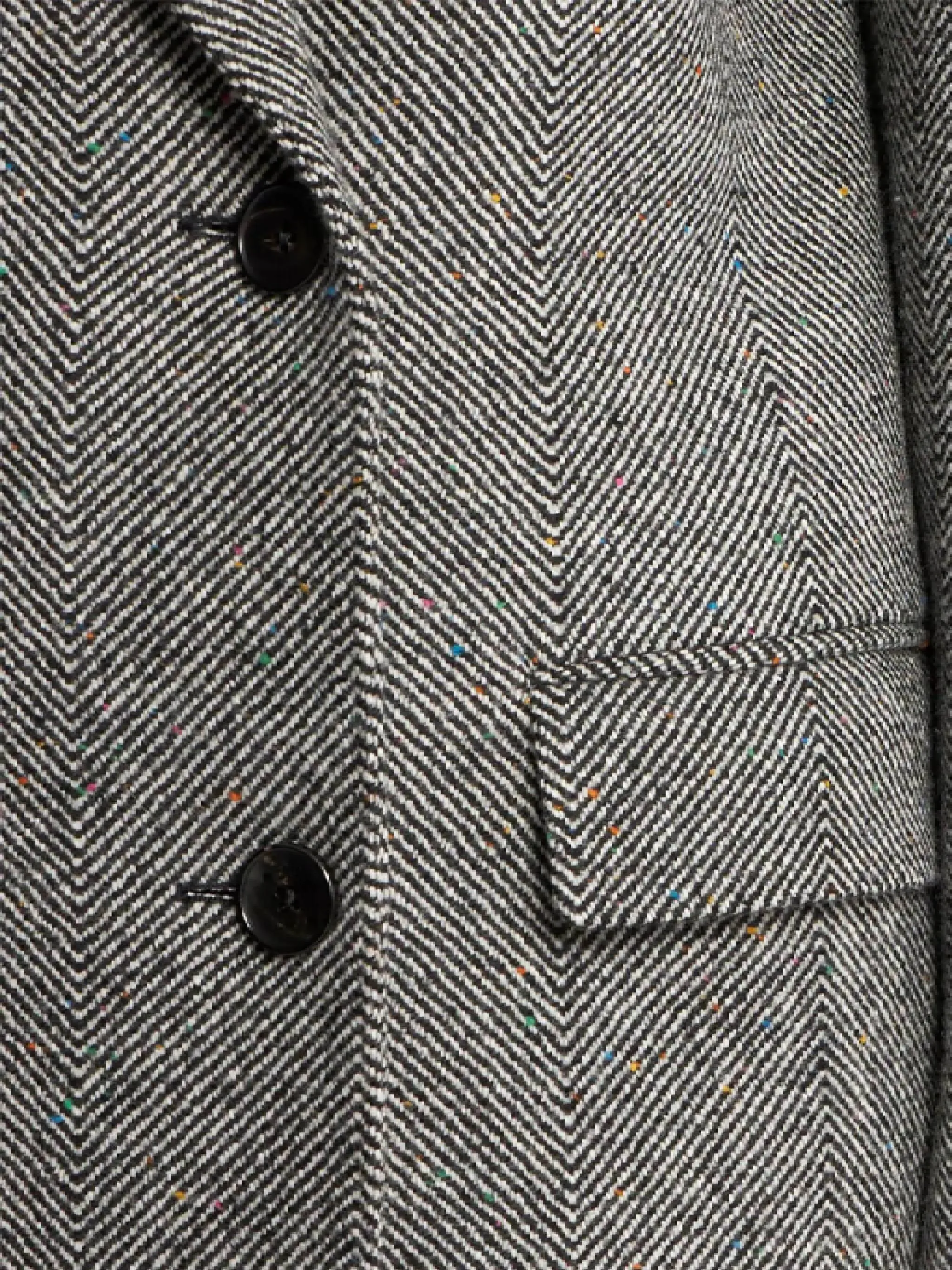 Black and White Herringbone Coat