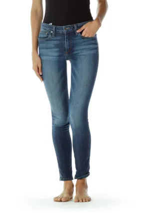 Blue Denim Skinny Ankle Jeans