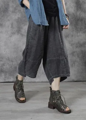 Bohemian Grey Pockets Loose Fall Pants