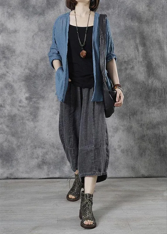 Bohemian Grey Pockets Loose Fall Pants