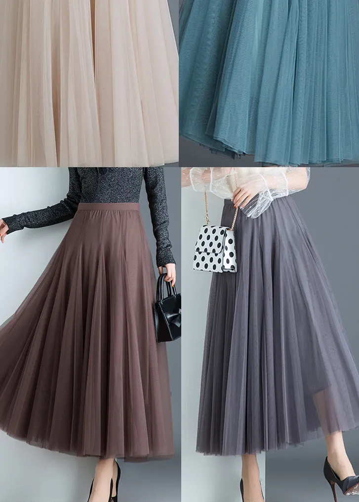 Boho Grey Tulle Pleated A Line Fall Skirts