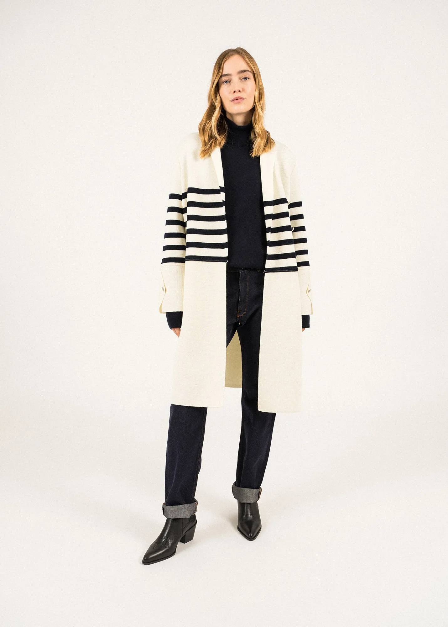 BONSECOURS - Wool Coat by Romain Brifault (IVORY / NAVY)