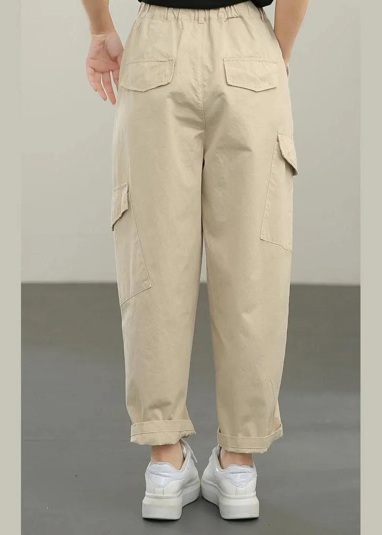 Boutique Khaki Button Harem Pants Summer