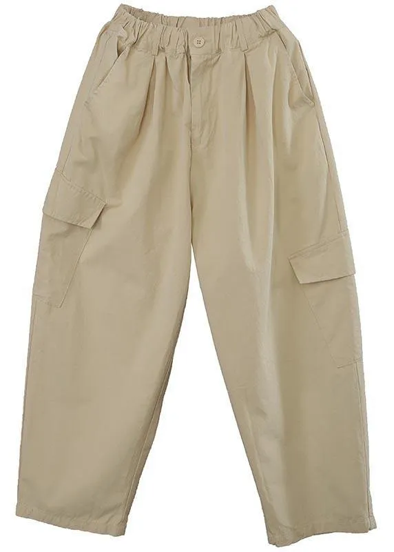 Boutique Khaki Button Harem Pants Summer