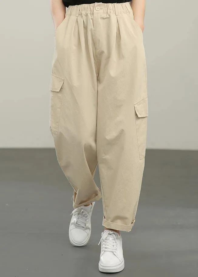 Boutique Khaki Button Harem Pants Summer