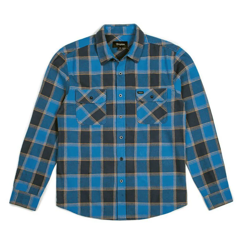 Brixton Bowery Flannel Long Sleeve Shirt Blue Navy