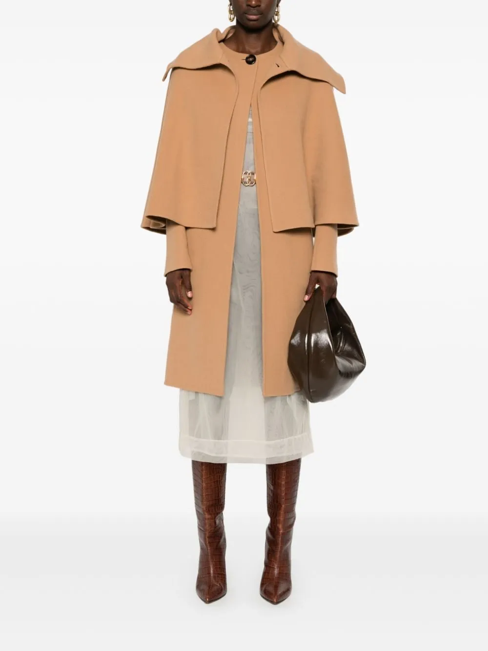 Chloè Coats Leather Brown