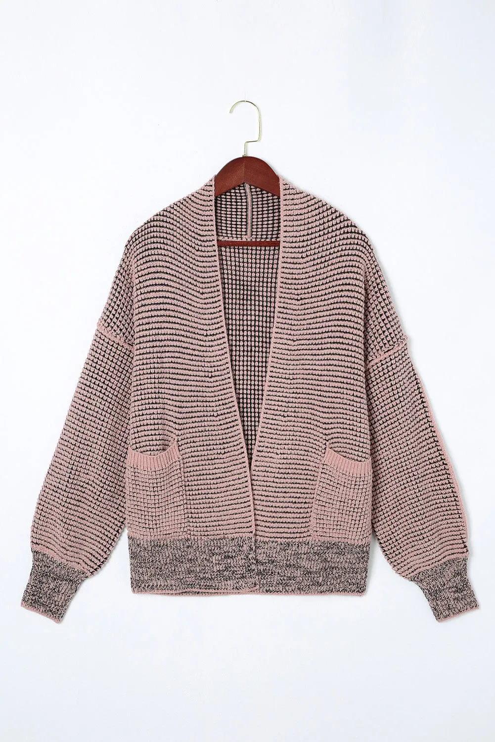 Chunky Waffle Knit Oversized Collar Cardigan