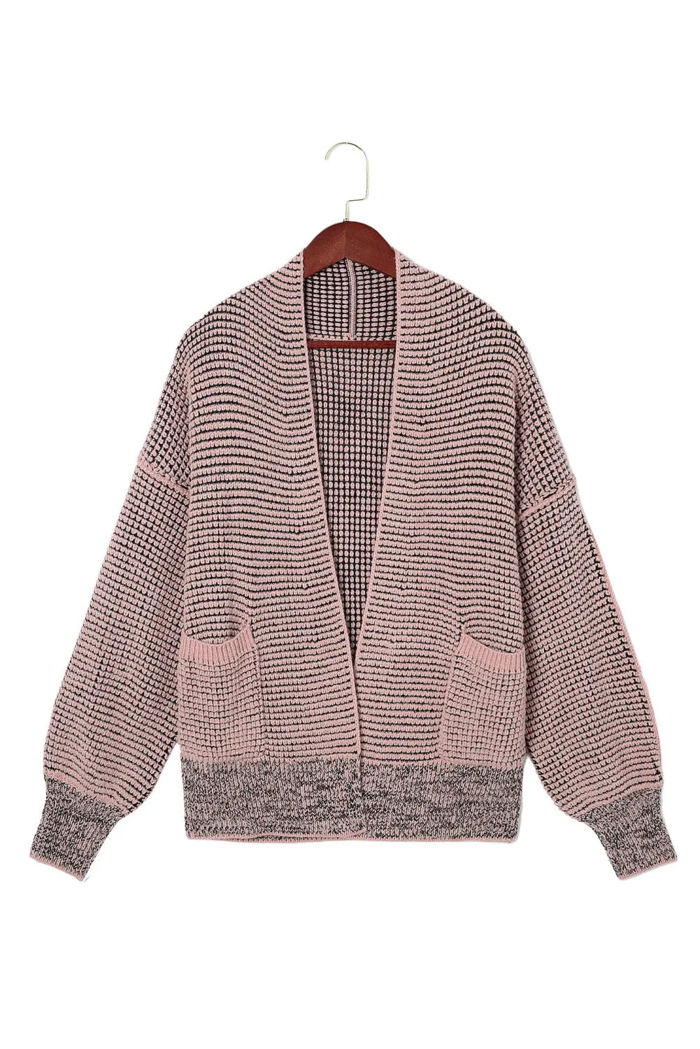 Chunky Waffle Knit Oversized Collar Cardigan