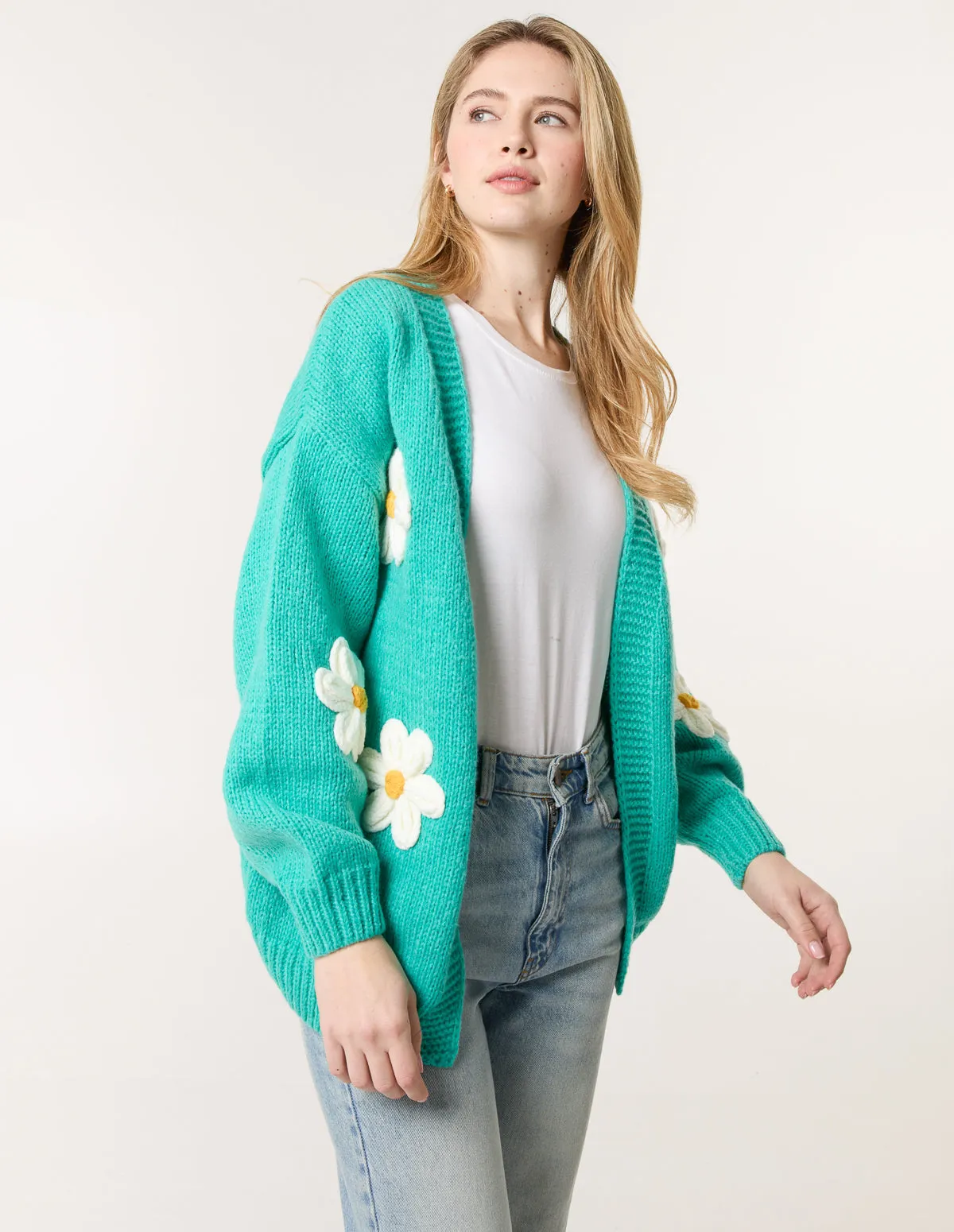 Daisy Large Flower Cardigan