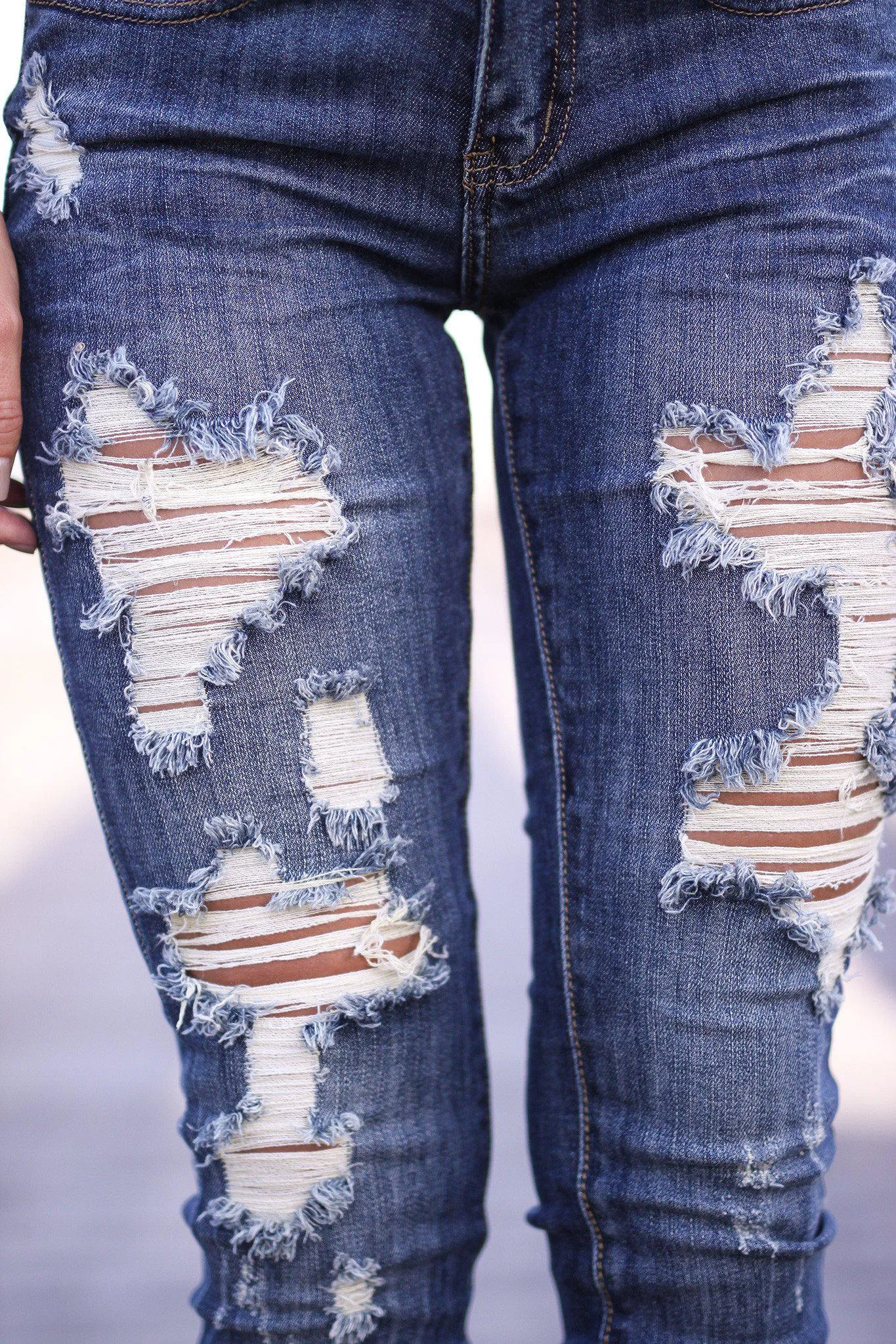 Destroyed Medium Wash Jeans