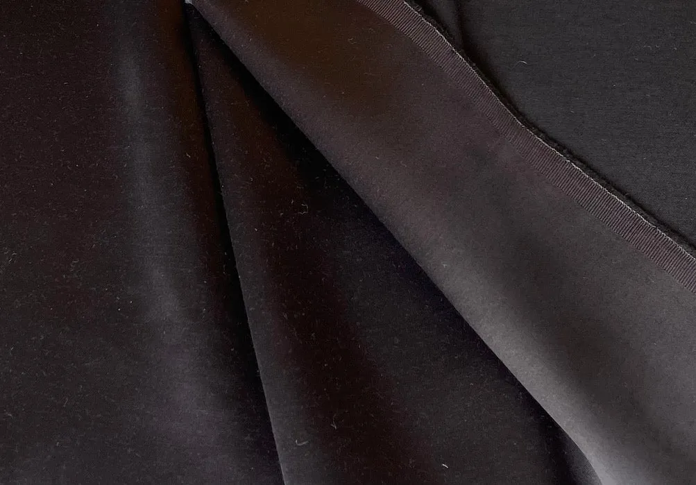 Drapey Coal Black Viscose Satin Faille (Made in Italy)