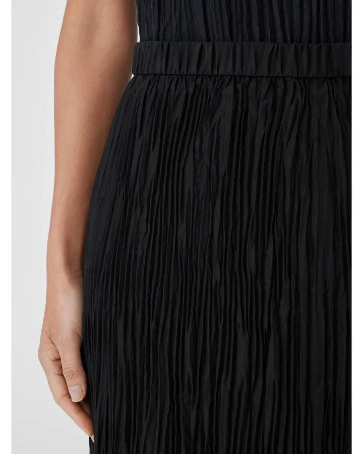 Eileen Fisher Pleated Crushed Silk Maxi Skirt