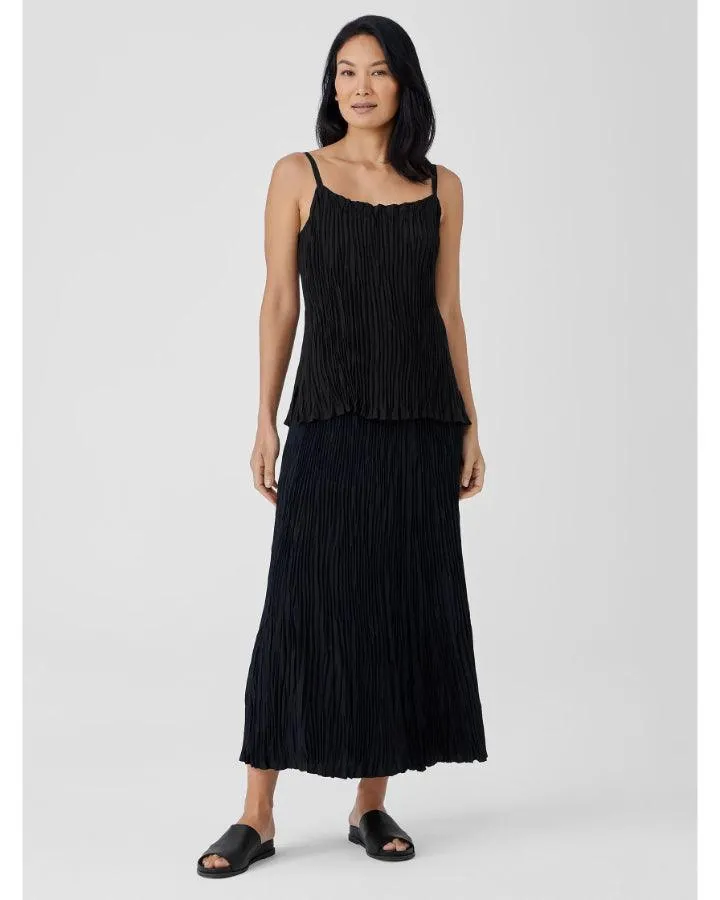 Eileen Fisher Pleated Crushed Silk Maxi Skirt