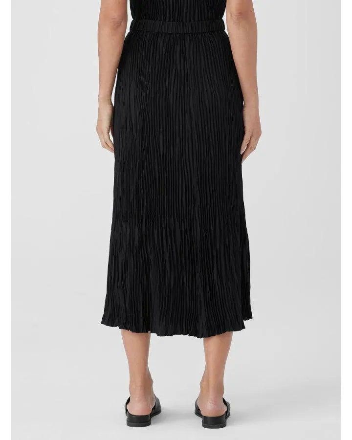 Eileen Fisher Pleated Crushed Silk Maxi Skirt