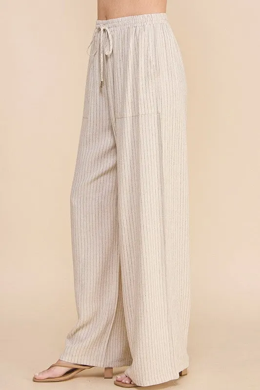 FINAL SALE - Sandy Beaches Striped Linen Pants - 2 Colors!