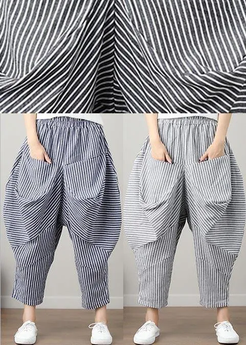 French Striped Harem Oversize Pants Trousers Summer