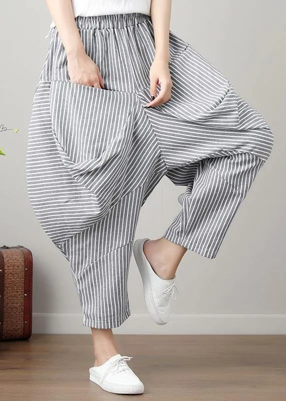 French Striped Harem Oversize Pants Trousers Summer