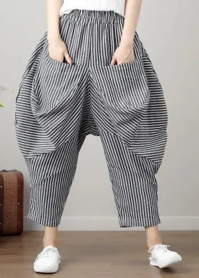 French Striped Harem Oversize Pants Trousers Summer