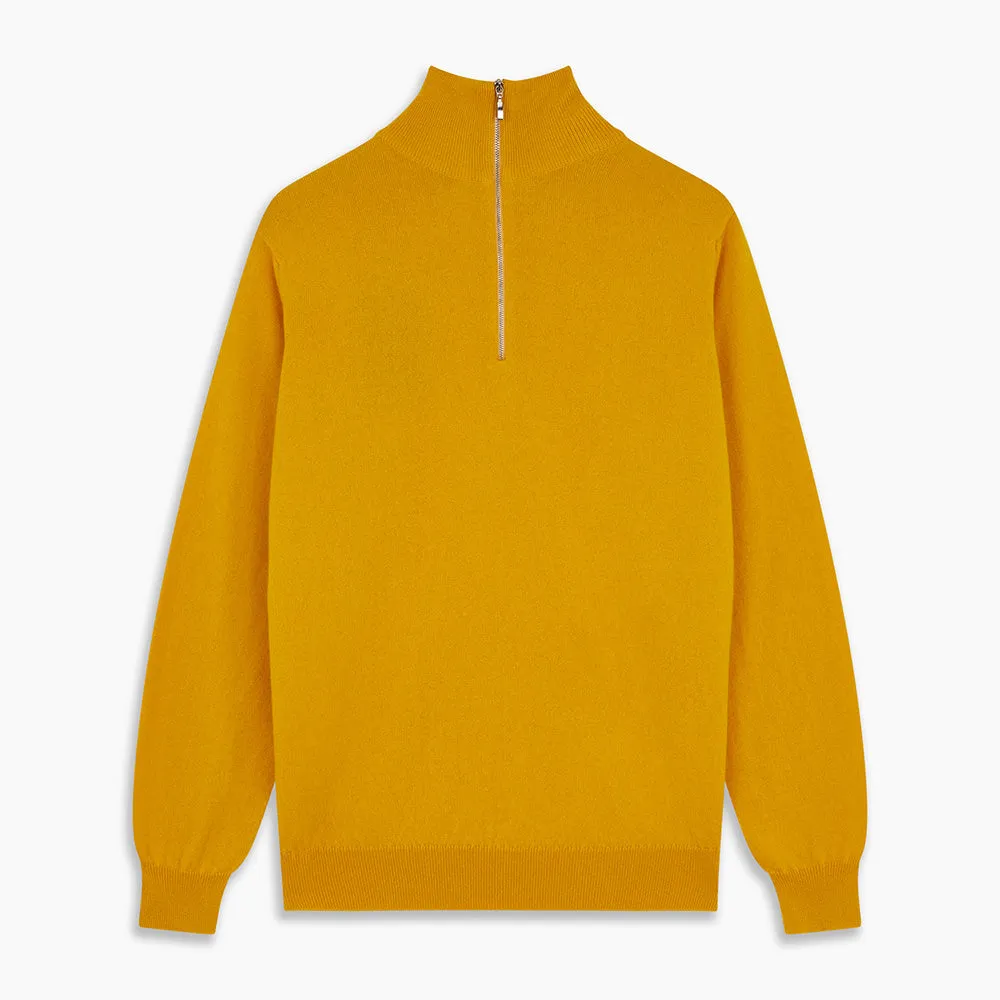 Gold Lennox Cashmere Half-Zip Jumper