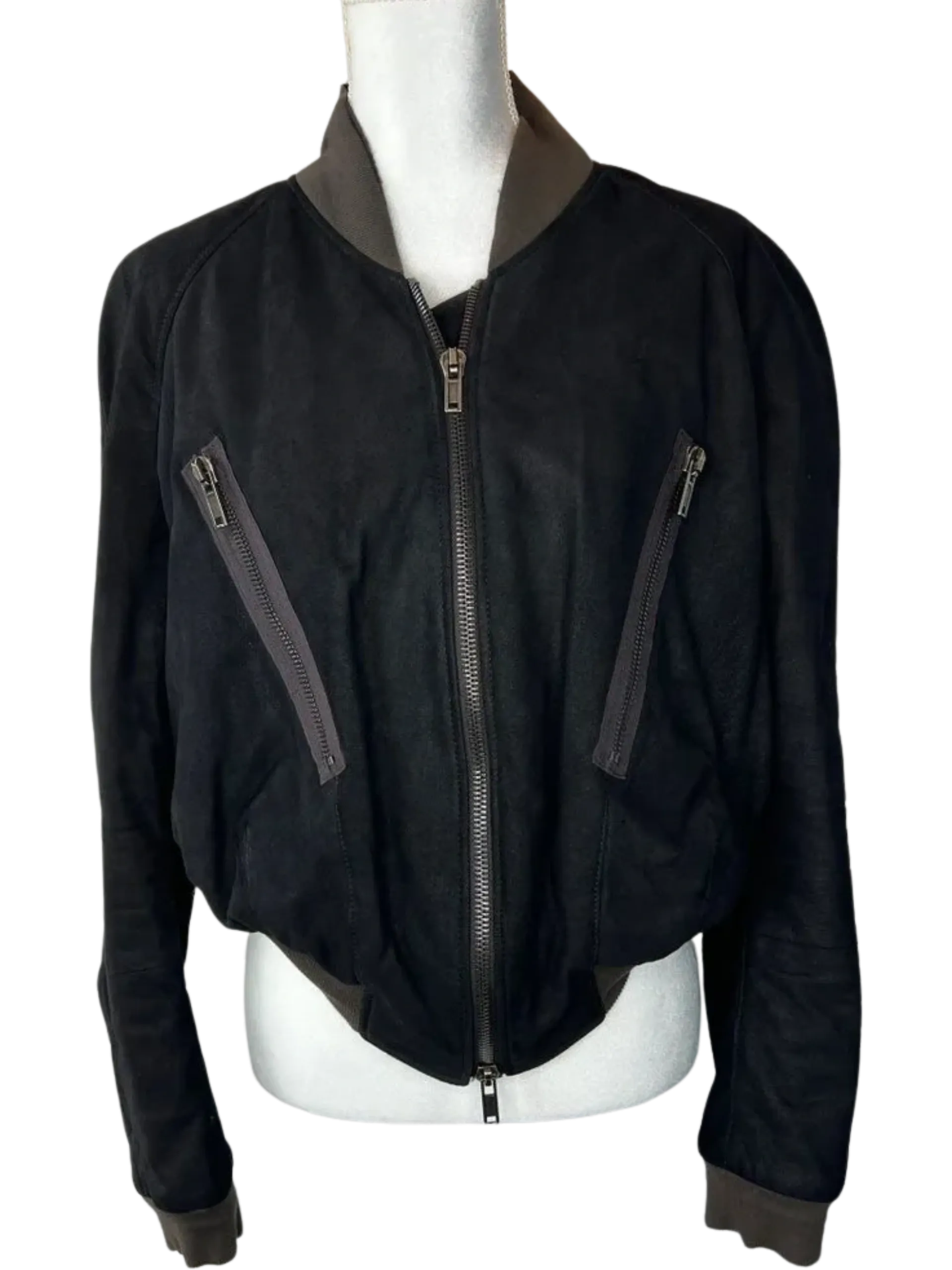 Haider Ackermann Crop Leather Bomber Jacket