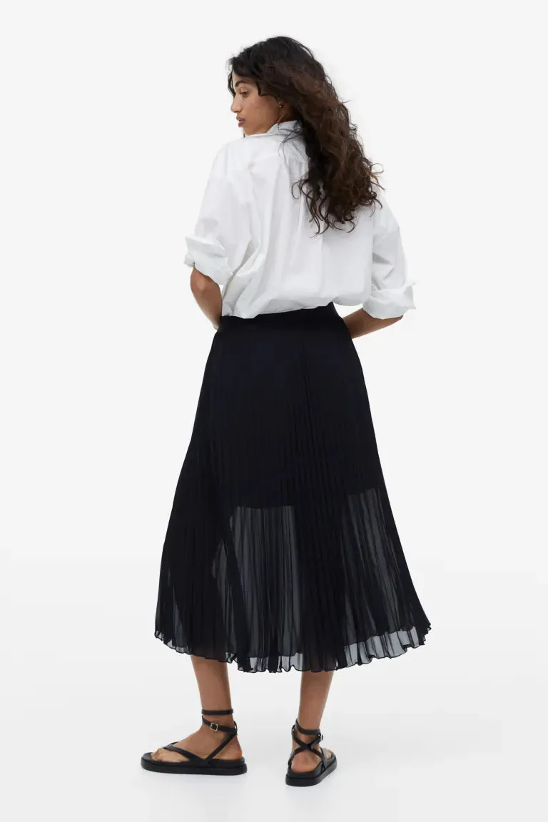 H&M pleated chiffon skirt, navy blue