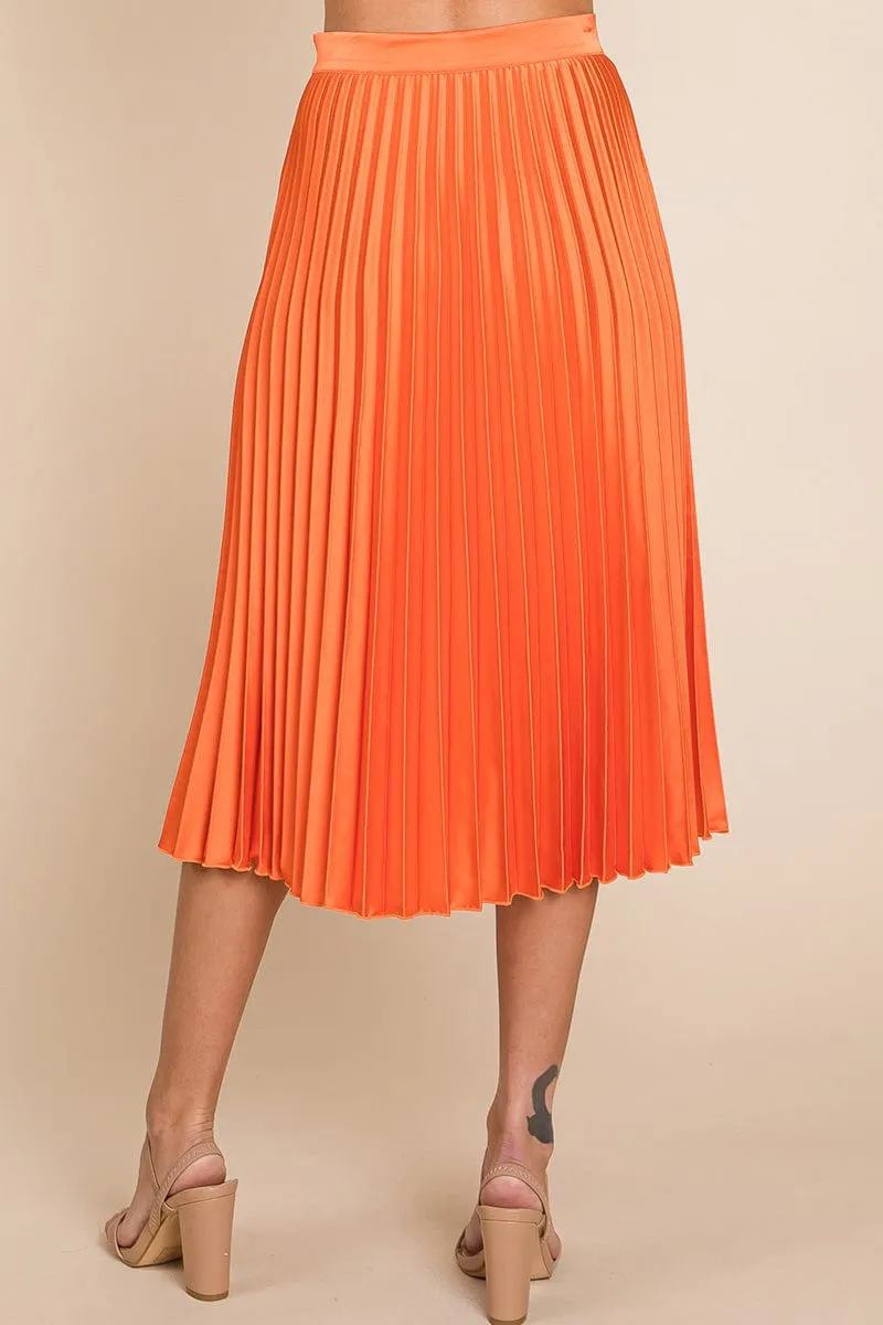 High Waisted Pleated Midi Skirt