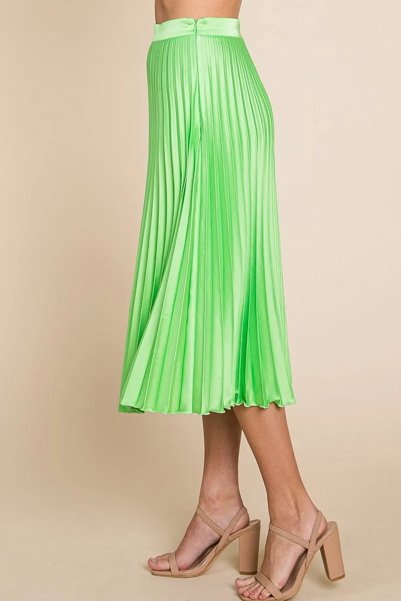 High Waisted Pleated Midi Skirt