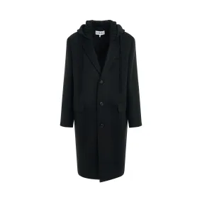 Hooded Long Coat in Black