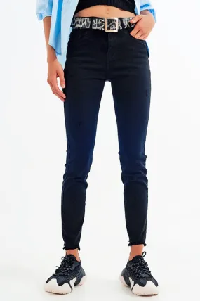 Jagged Hem Skinny Jeans