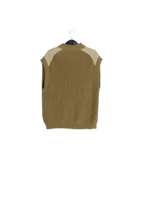 Khaki sleeveless utility-inspired cardigan