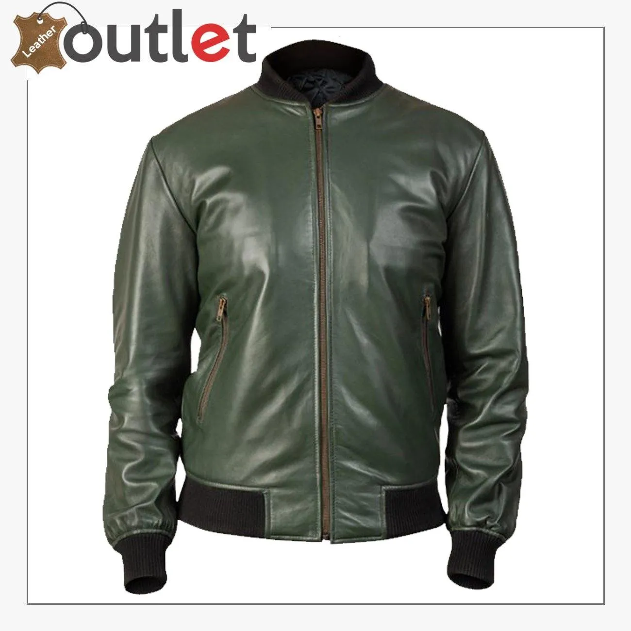 Men Glossy Green Bomber Jacket