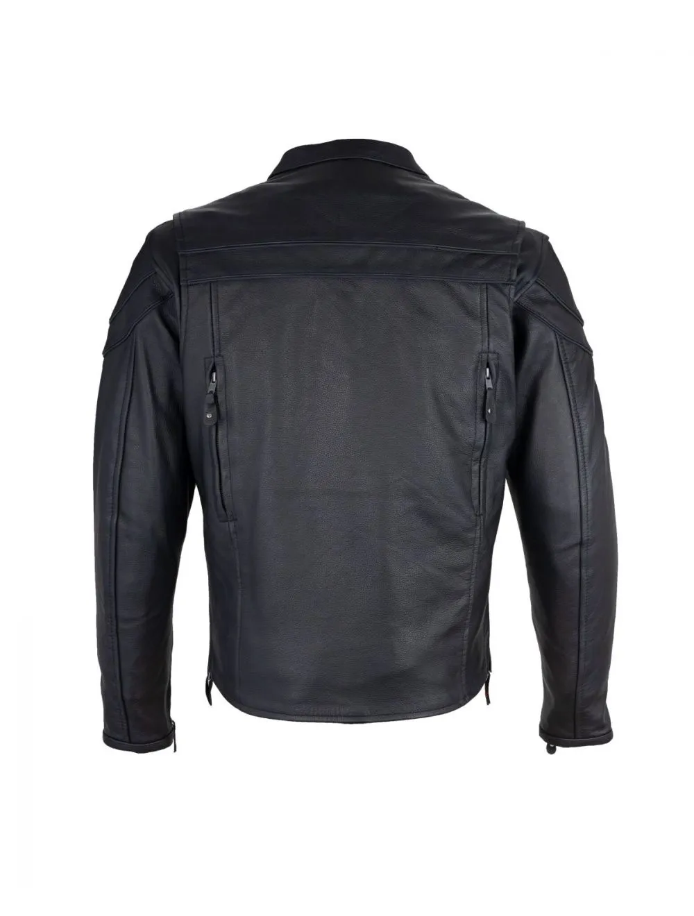 Mens Leather Motorcycle Racer Jacket Premium Cowhide Leather Zipper Front