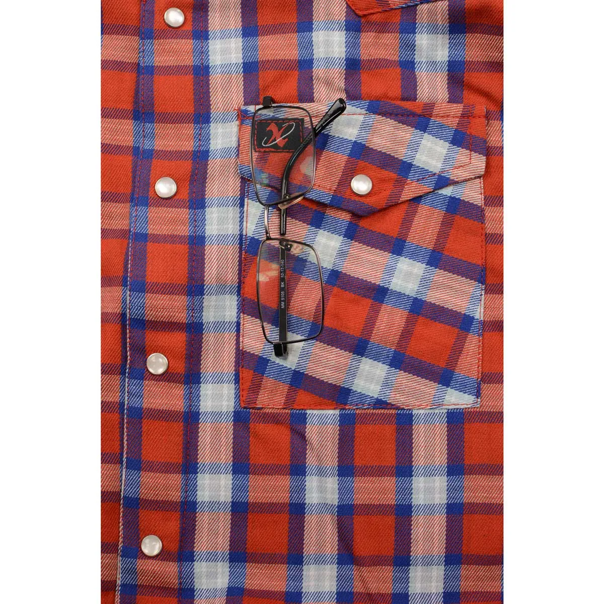 Milwaukee Leather MNG11638 Men's Red and Blue with White Long Sleeve Cotton Flannel Shirt