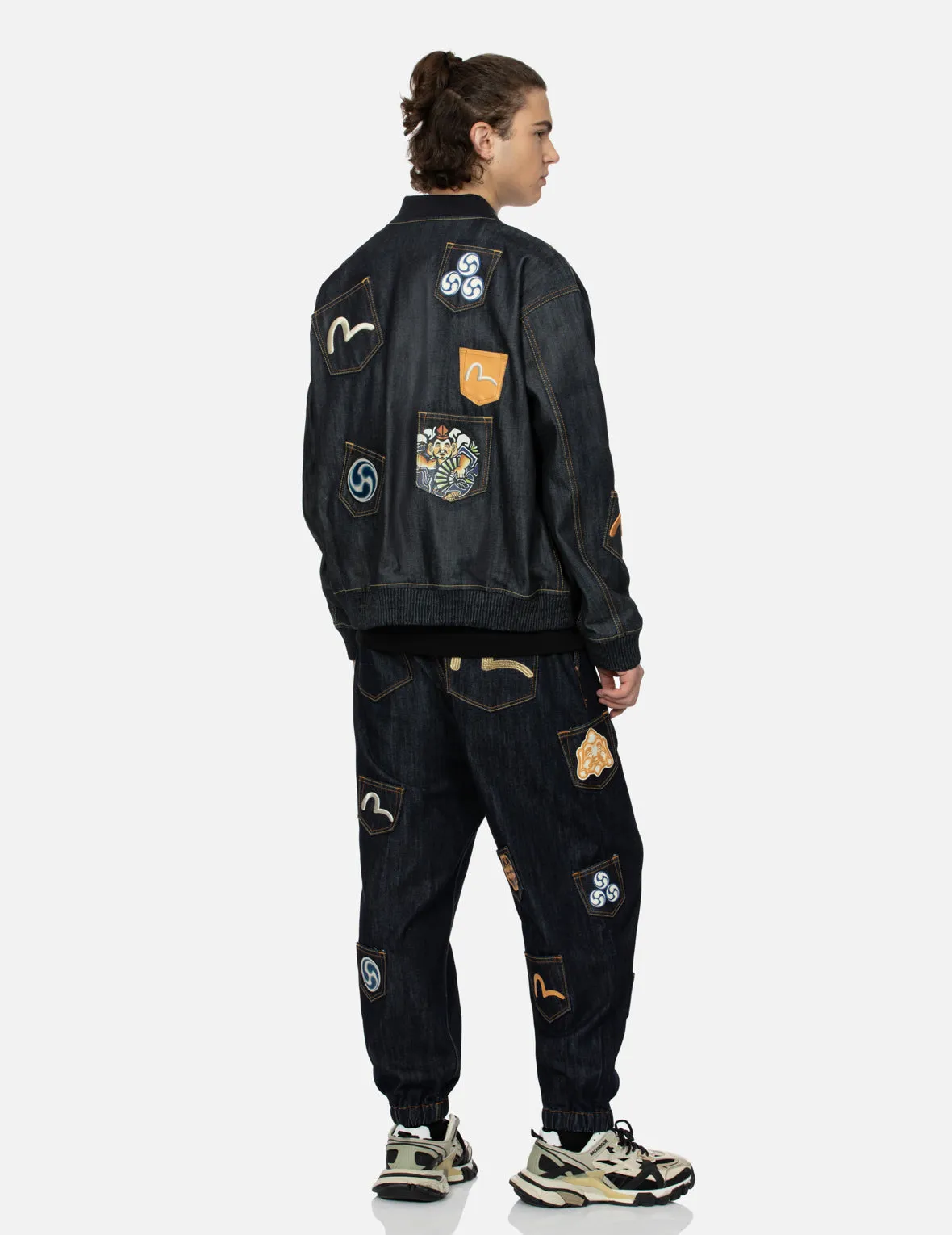 Multi-logo and Multi-pocket Relax Fit Denim Jacket