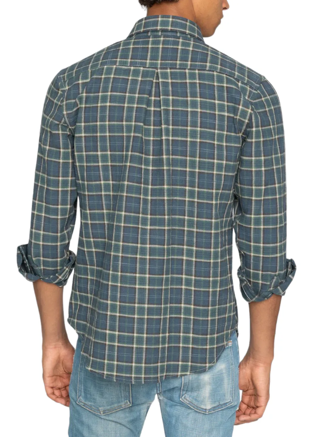 Naked & Famous Denim - Easy Shirt - Big Slub Check Flannel - Navy   Green