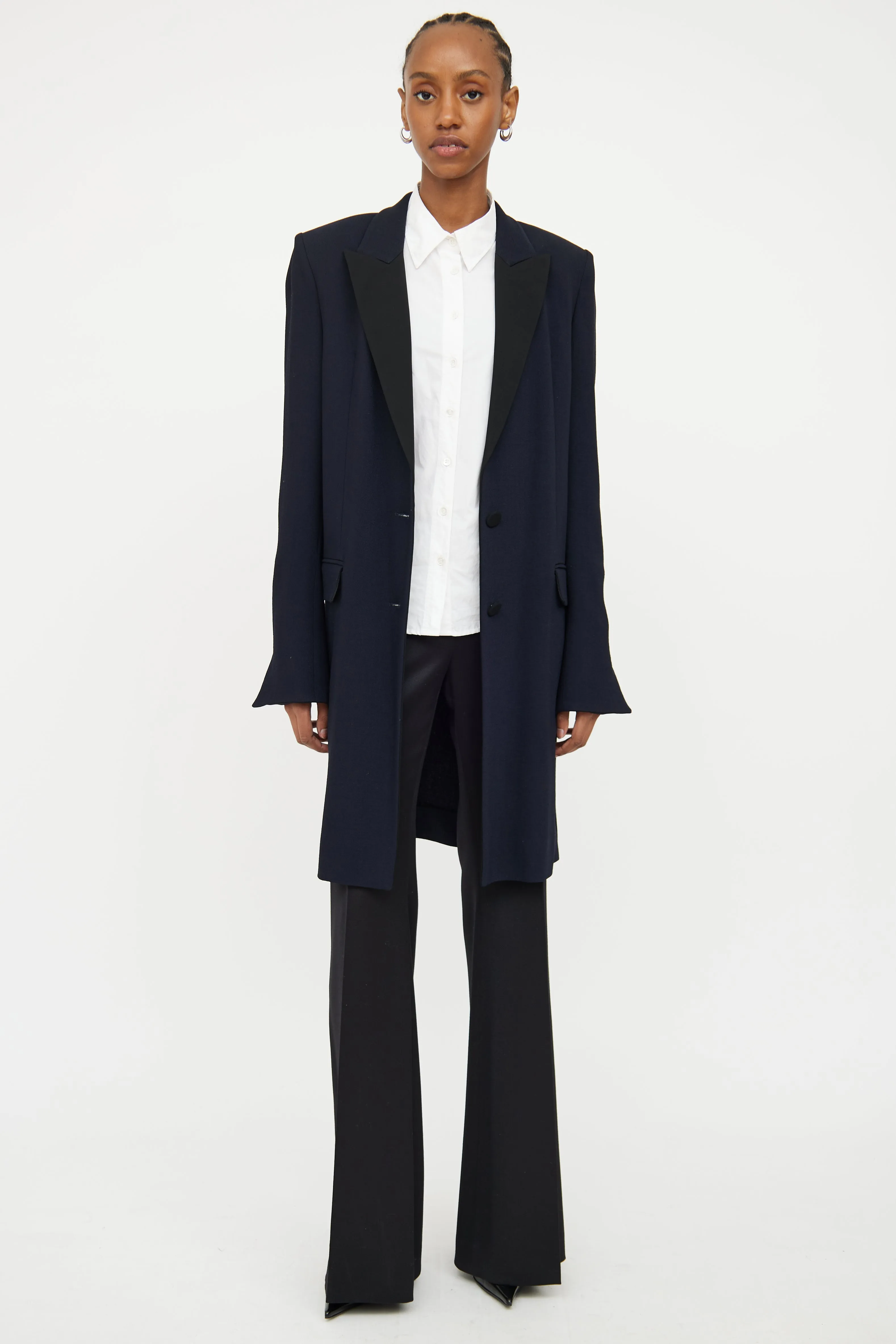 Navy & Black Long Blazer