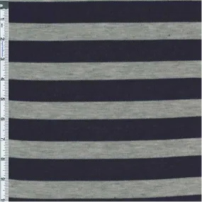 Navy/Grey Stripe Slub Japanese Hatchi Knit Fabric