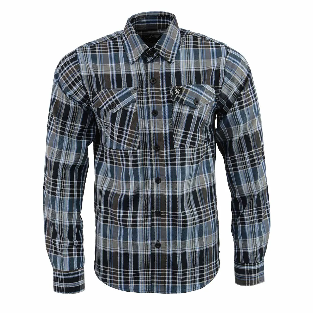 NexGen MNG11626 Men's Black and White with Blue Long Sleeve Cotton Flannel Shirt