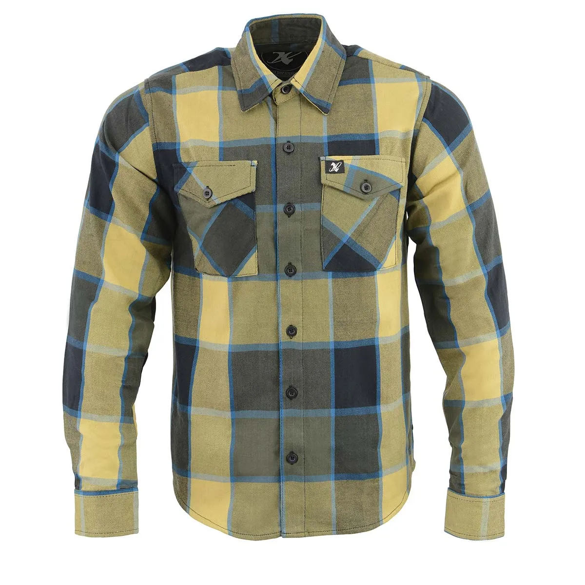 NexGen MNG11639 Men's Beige with Black and Blue Long Sleeve Cotton Flannel Shirt