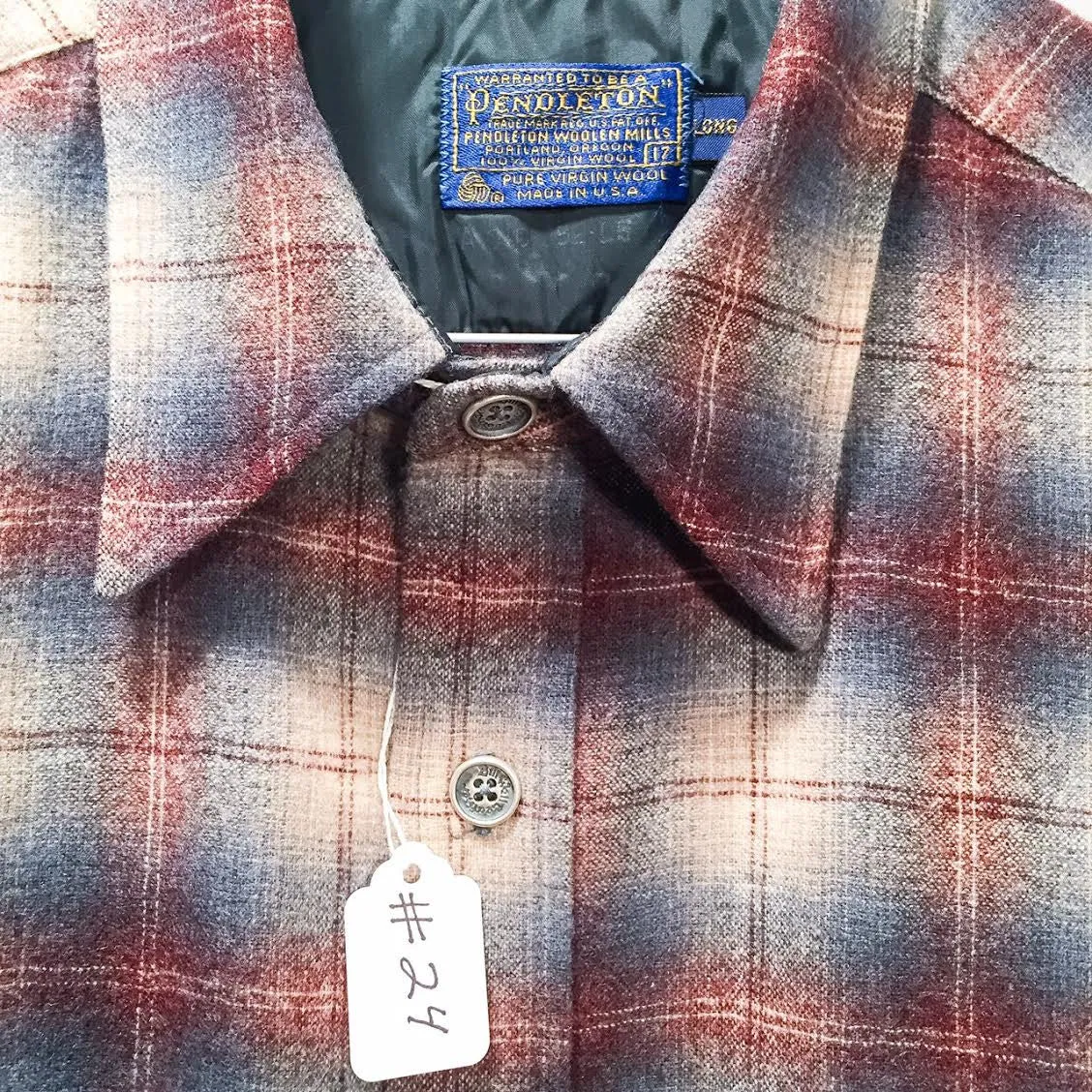 Pendleton Shirt Vintage Silver and Brass Buttons