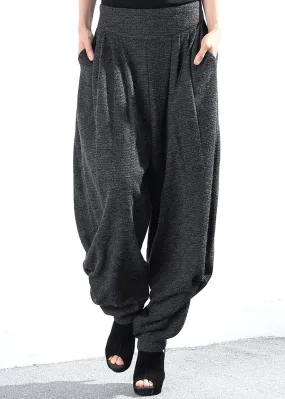 Plus Size Grey high waist Loose Knit Pants Winter