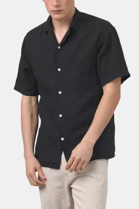 Portuguese Flannel Camp Collar Shirt (Black)