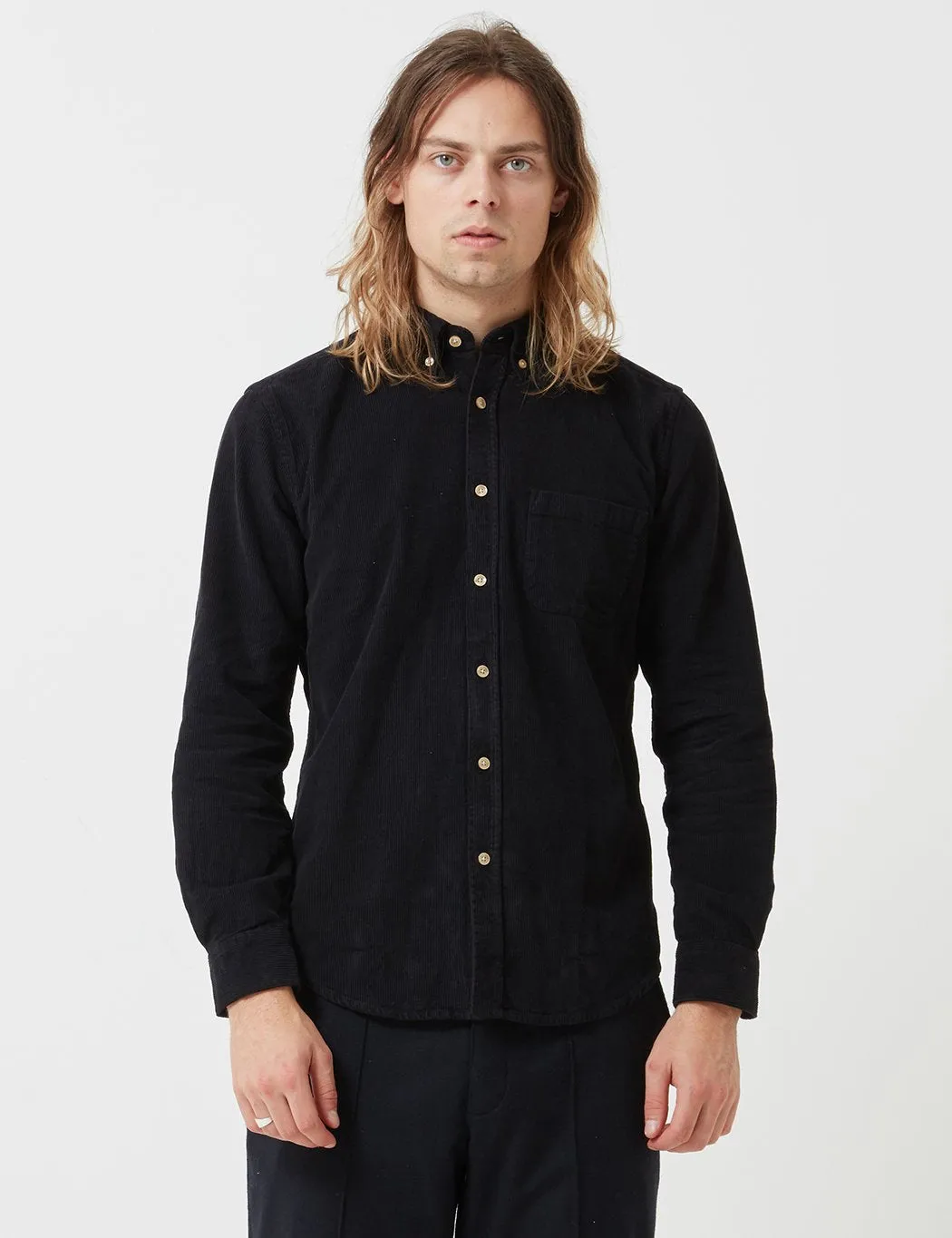 Portuguese Flannel Lobo Shirt (Cord) - Black