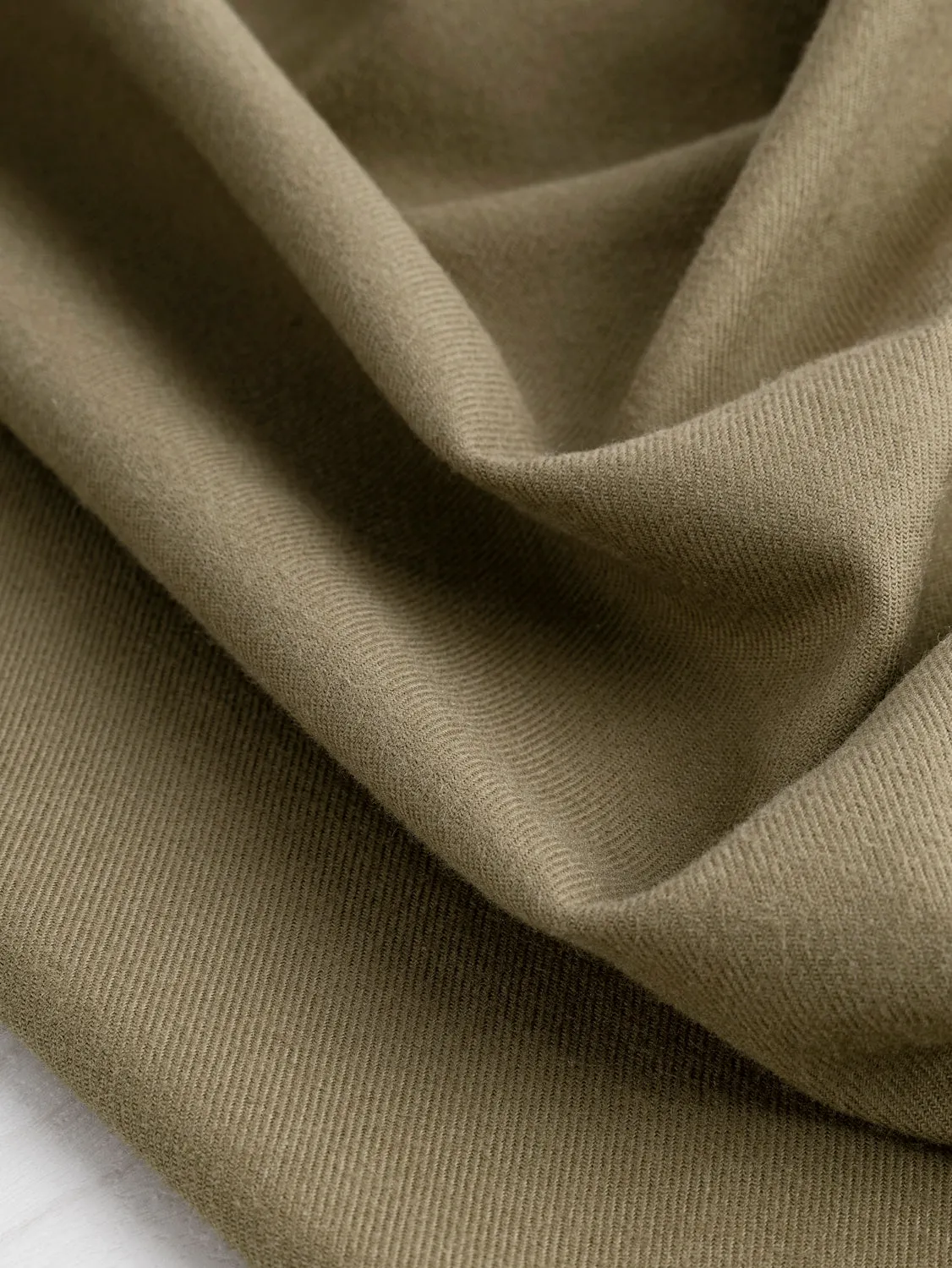 Solid Cotton Flannel Twill - Khaki - Swatch