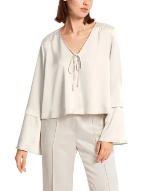 V-Neck Fluted Sleeve Blouse