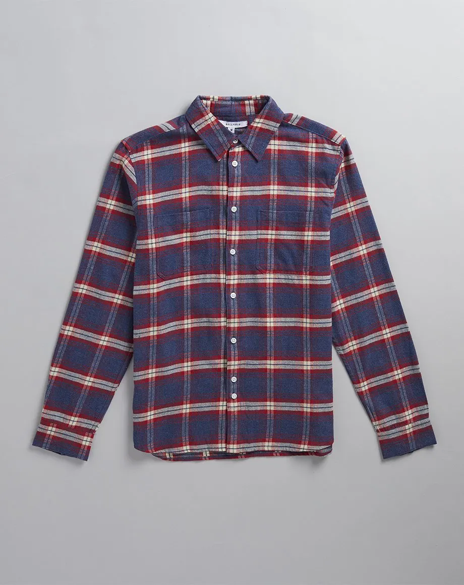 VALLEGRANDE CHECK FLANNEL MENS SHIRT | CRIMSON